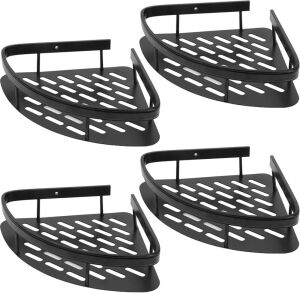 Quasar & Co. black aluminum corner shelf set, 4 pieces - Bathroom shelf unit