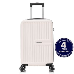 Quasar & Co. Model Platinum Cabin Suitcase, 4 Double Wheels with 360° Rotation, Telescopic Handle, 55x37x20 cm, ABS, White 142061733 - Dressing Accessory