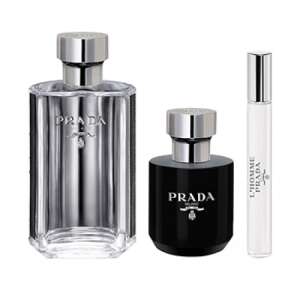 Prada L'Homme Prada ajándék szett, 100ml eau de toilette, 10ml mini parfüm, 100ml tusfürdő - Prada