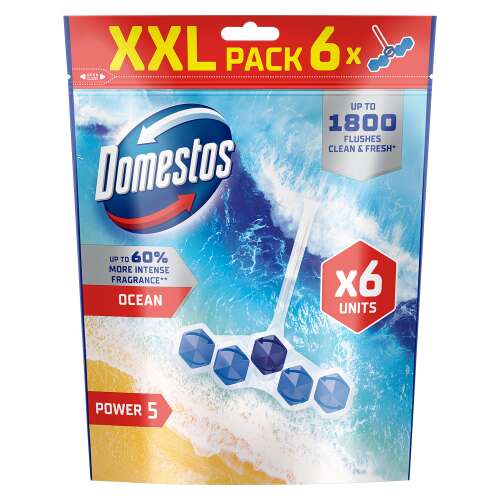 Domestos Power 5 WC blok Ocean, XXL pakiranje 6x50g, do 60% intenzivniji miris, do 1800 ispiranja, čist i svjež