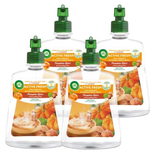 Air Wick 24/7 Active Fresh Kürbisgewürz Nachfüller, 4er-Pack, automatischer Lufterfrischer