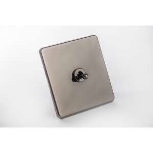 Vichema Regal Noir 1 Gang 2 Way Light Switch, Black Chrome, Modern Design - Light Switch