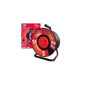 Meister 25 meter extension cable reel with 4 sockets, red and black, outdoor use - Extension Cord