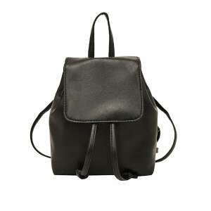 Rucsac Dollcini din piele PU neagră, mic, cu închidere cu șnur - Valize și genți