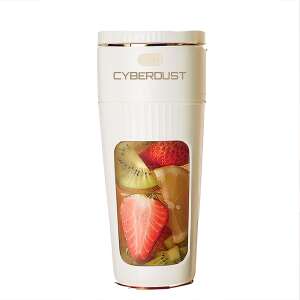 CYBERDUST portable blender with fruits inside, white color, 18000 RPM, USB charging, ice crushing, 304 stainless steel blades - Blender