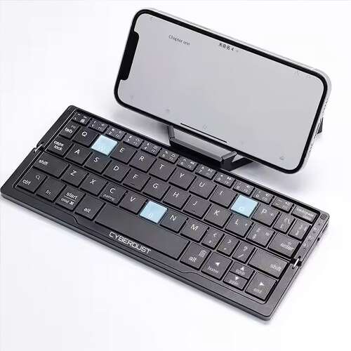 CYBERDUST foldable Bluetooth keyboard with built-in stand for smartphones and tablets