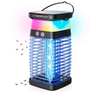 Lampă Anti-Țânțari CYBERDUST Ultra Eficientă, UV LED, Cu Energie Solară, Pentru Utilizare în Interior/Exterior, Elimină Țânțarii prin Șoc Electric, Ideală pentru Molii, Muște și Păianjeni - Capcane pentru insecte