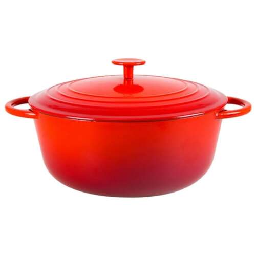 MYRIA MY4172 piros öntöttvas serpenyő fedővel, 6l, 28cm