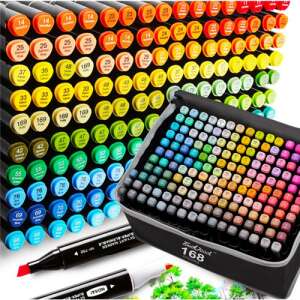 Set od 168 dvostranih prozirnih flomastera s alkoholnim vrhom u kutijici 104557091 - Marker