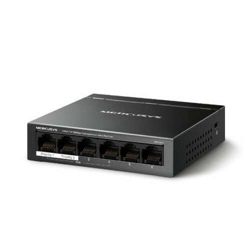 Switch Mercusys MS106LP cu 6 porturi 10/100Mbps și 4 porturi PoE+