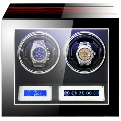 iUni luxury double watch winder, black with LED display