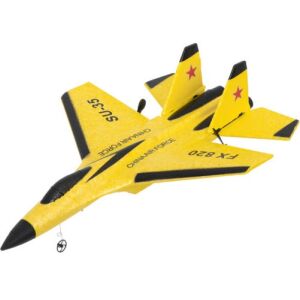 Vedere unghiulară a avionului galben cu telecomandă iUni FX820 SU-35 - IUni