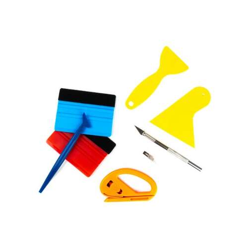 Car wrap installation tool kit, 8 piece set, includes squeegees, cutters, and blades, Amio brand