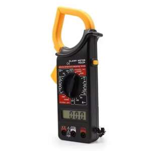 Digitális távolságmérő bilinccsel és nyakpánttal, LCD kijelzővel, fekete, sárga színnel