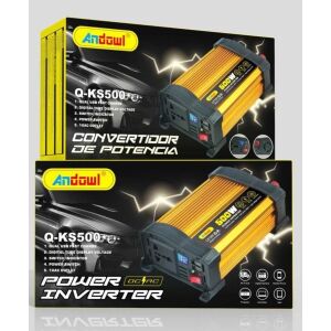 Samochodowa przetwornica napięcia Andowl KS500, 500W, 12V, 220V, 18 x 11 x 6,5cm, pozłacana 132051923