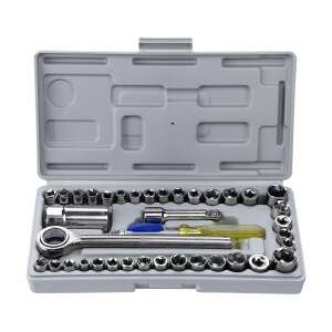 Teljes készlet 40 acél csőkulccsal tokban, dugókulcs készlet - Dugókulcs