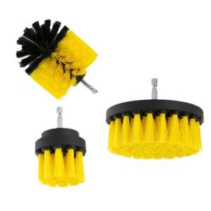 Set of 3 drill brush attachments for cleaning surfaces, different sizes, black and yellow - Drill and Screwdriver Accessory