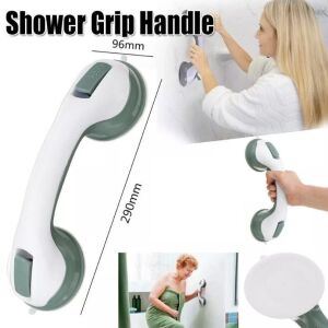 Suction Cup Safety Grab Bar for Bathroom, 30 cm, White-Green