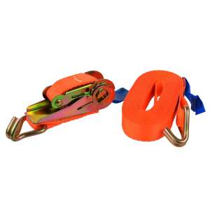 GEKO G02385 Ratchet strap 5m / 1T / 25mm, orange, with hooks - Geko