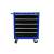 Geko tool trolley with 5 drawers, blue and black, front view