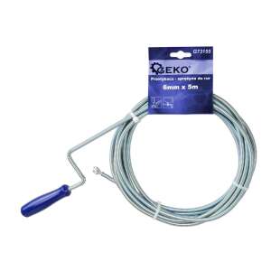 Geko 6mm x 5m spring drain cleaner with a blue handle - Cleaning Tool