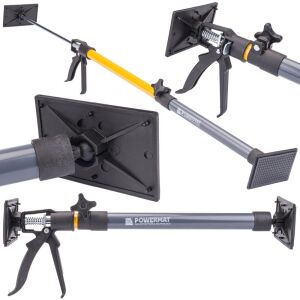 Collage of Powermat telescopic drywall support details - Other hand tool