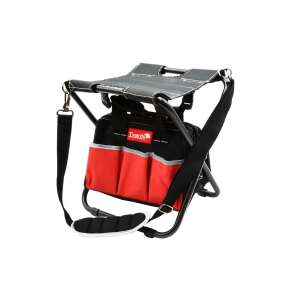 Tvardy T00454 tool seat with bag, foldable, black and red, with shoulder strap - Toolbox and Bag