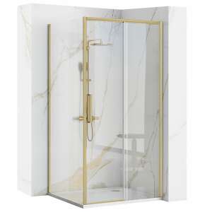 Rapid Slide Gold Brush shower cabin, gold frame, glass door, modern design - Shower cubicle