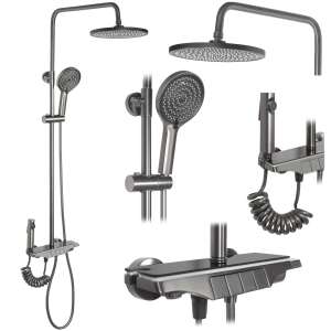 REA Savio Titanium termostatický sprchový set, čierny, s horným sprchovaním, ručnou sprchou a termostatickým ventilom - Sprchová súprava