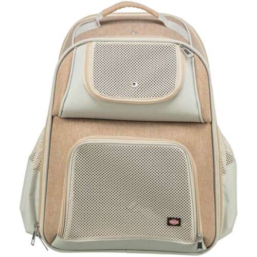 Trixie Willow pet carrier backpack, beige and gray, front view
