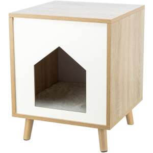 Trixie Isa Wooden Cat House, Light Brown/White, 40x50x40 cm - Pet Care