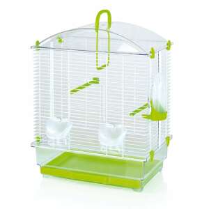 FOP Colivie Lara Big Fun bird cage, 40 x 27 x H51 cm, white and green, with clear plastic top and bottom - Bird Cage