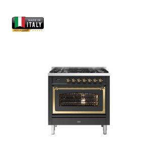 ILVE Nostalgie 90cm fekete matt tűzhely 5 égővel, Olasz gyártmány - ILVE