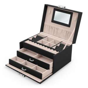 Massido Ékszeres doboz tükörrel - Fekete, Rózsaszín