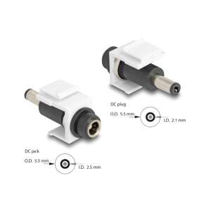 Delock Keystone Modul: DC 5.5 x 2.5 mm-es anya - DC 5.5 x 2.1 mm-es apa adapter méretekkel - PCI hálózati kártya