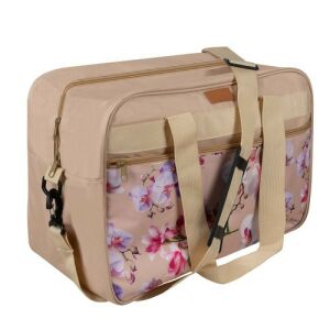 Trizand floral travel bag, beige waterproof carry-on luggage, 24L capacity - Trizand