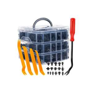 Set universal de 620 cleme pentru tapiterie auto cu instrumente și cutie de depozitare - Iso Trade