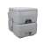 Trizand portable toilet, gray, 12L flush tank, 20L waste tank, back view