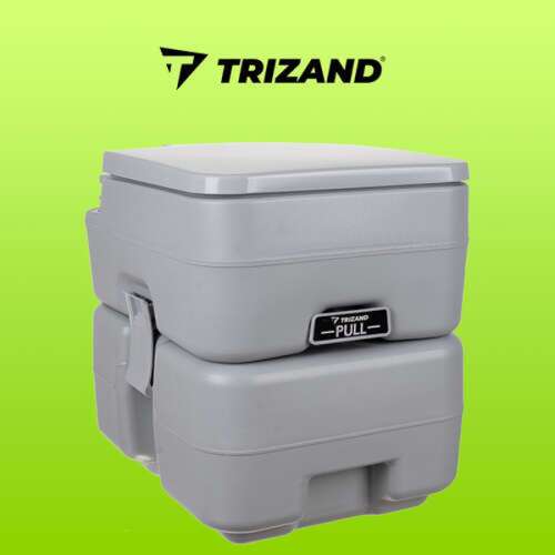 Trizand portable toilet, gray, 12L flush tank, 20L waste tank