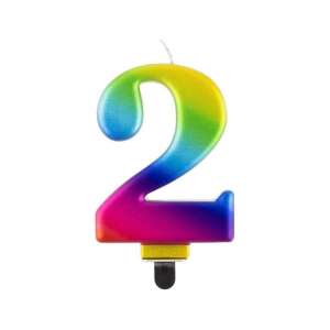 Szivárványos 2-es számú születésnapi gyertya - Godan