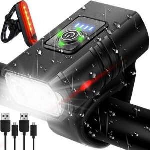 Jasné LED predné a zadné svetlo na bicykel, vodotesné, obdĺžnikové, USB