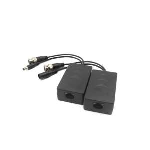 Dahua PFM801-4MP video balun, 2db/cs, fekete, biztonsági kamera kábel, video balun, CCTV balun, videó átvitel, UTP kábel, RJ45 csatlakozó, BNC csatlakozó, tápellátás - Dahua
