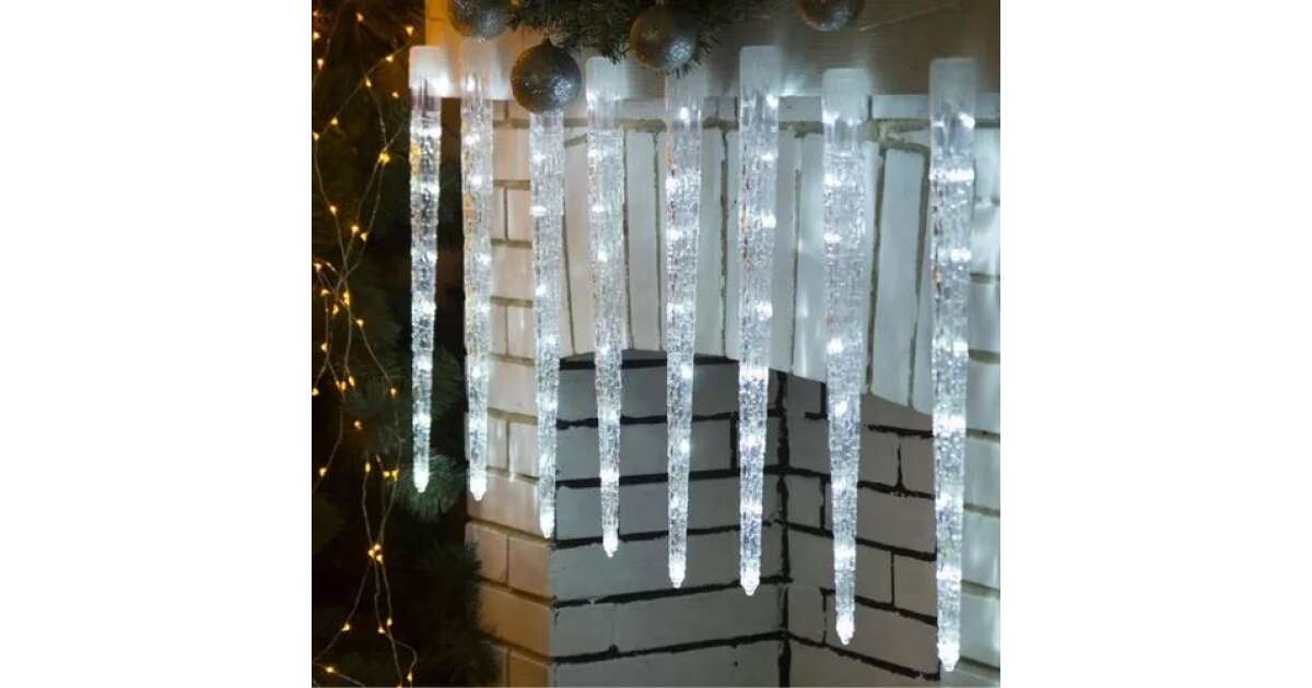 Jégcsap formájú toldható led fényfűzér, 50 cm, fehér 104889824