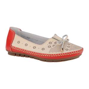 Női balerinák természetes bőrből Feeling Moreno, bézs-piros, 37