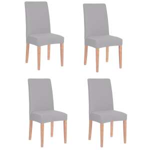 Sada 4 sivých univerzálnych poťahov na stoličky, spandex a polyester, pre jedálenské stoličky - Sersimo