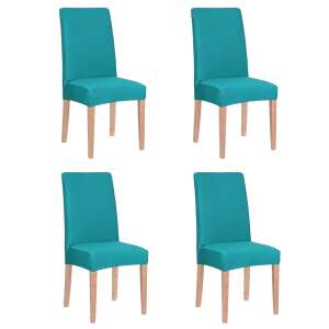 Sada 4 poťahov na stoličky v tyrkysovej farbe, univerzálna veľkosť, polyester a spandex, pre jedálenské stoličky - Sersimo