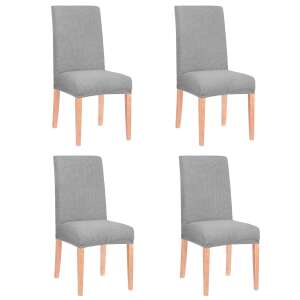 Sada 4 sivých kockovaných poťahov na stoličky, univerzálna veľkosť, pre jedálenské stoličky - Sersimo