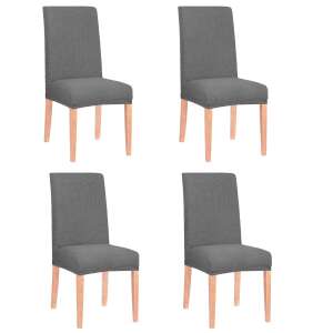 4 db szürke székhuzat készlet, univerzális méret, poliészter és spandex, étkező székekhez - Sersimo