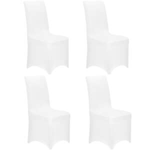 Set of 4 white chair covers, universal size, polyester and spandex, for event chairs - Furniture Cover
