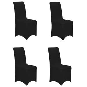 Set of 4 black chair covers for event chairs, universal size, polyester and spandex - Furniture Cover